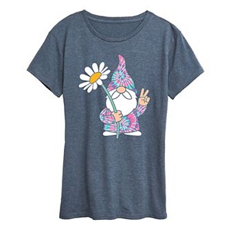 Women's Tie Dye Gnome With Daisy Graphic Tee