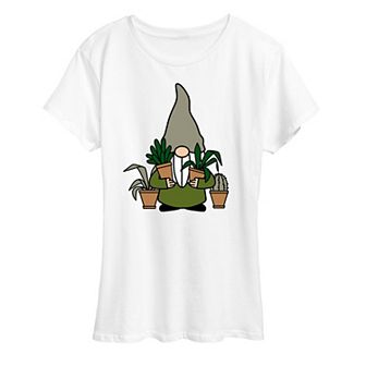 Women's Gnome With Plants Graphic Tee