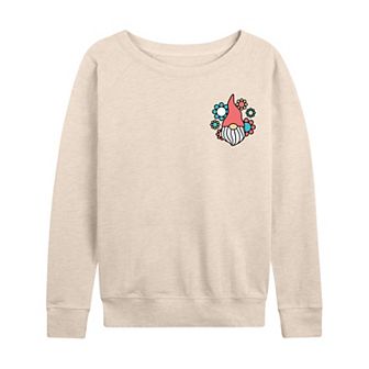 Women's Gnome And Flowers French Terry Long Sleeve Tee