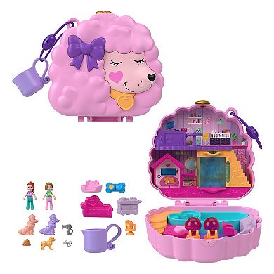 Polly Pocket Animal Toys Groom & Glam Poodle Compact Playset