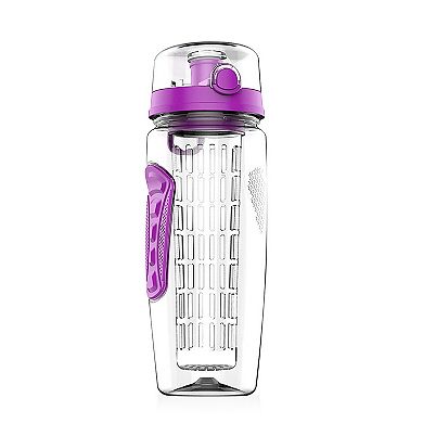 Fruit Infuser Water Bottle 32oz Juice Shaker W/ Flip Top Lid Anti-slip Grips For Office Home Sport