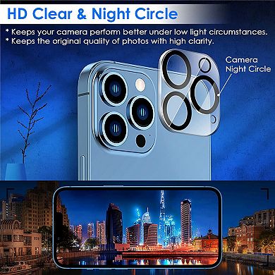 2pcs Hd Clear Screen Protectors 2pcs Camera Len Protectors, Tempered Glass Film Full Coverage