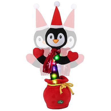 Kid Electric Dance Toy Christmas Elk Snowman Senior Penguin Plush Recording Light Up Toy