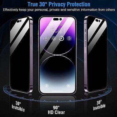 2pcs Privacy Screen Protectors And 2pcs Camera Lens Tempered Glass Screen Film Full Coverage
