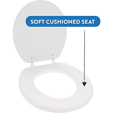 Embroidered Soft Round Toilet Seat With Easy Clean & Change Hinge, Padded