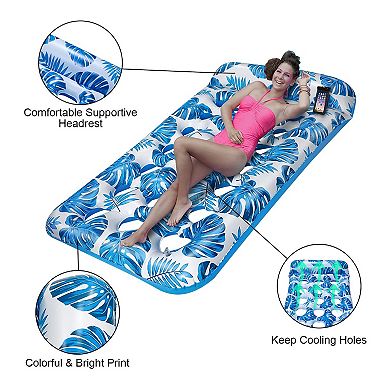 Pool Float Raft Water Lounge 330lbs Load-bearing Mattress With Headrest ...