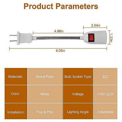 Us Plug Extension Light Socket E27 Bulb Plug Extender Adapter Flexible Lamp Holder For Bulb Camera