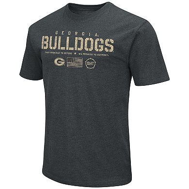 Men's Colosseum Heathered Black Georgia Bulldogs OHT Military Appreciation Flag 2.0 T-Shirt