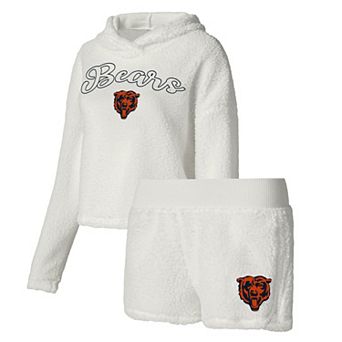 Women's Concepts Sport White Chicago Bears Fluffy Pullover Sweatshirt & Shorts Sleep Set