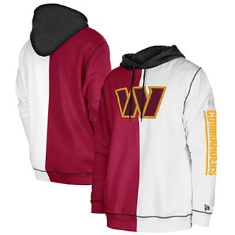 Men's New Era Burgundy/White Washington Commanders Third Down Split Raglan Pullover Hoodie
