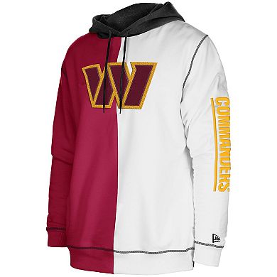 Men's New Era Burgundy/White Washington Commanders Third Down Split Raglan Pullover Hoodie