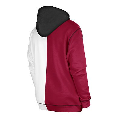 Men's New Era Burgundy/White Washington Commanders Third Down Split Raglan Pullover Hoodie