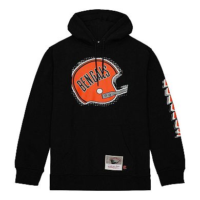 Men's Mitchell & Ness Black Cincinnati Bengals Gridiron Classics Big Face 7.0 Pullover Hoodie