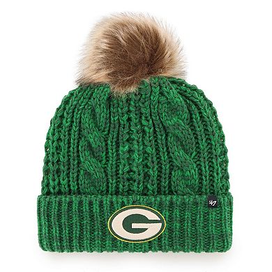 Women's '47 Green Green Bay Packers Logo Meeko Cuffed Knit Hat with Pom