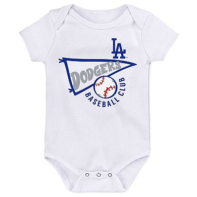 Newborn & Infant Royal/White/Heather Gray Los Angeles Dodgers Biggest Little Fan 3-Pack Bodysuit Set