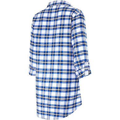Women's Concepts Sport Royal Indianapolis Colts Sienna Plaid Full-Button Long Sleeve Nightshirt