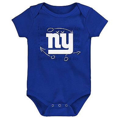 Newborn & Infant Royal/Red/Heather Gray New York Giants Three-Pack Eat, Sleep & Drool Retro Bodysuit Set