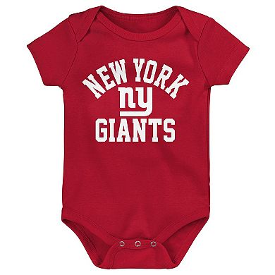 Newborn & Infant Royal/Red/Heather Gray New York Giants Three-Pack Eat, Sleep & Drool Retro Bodysuit Set