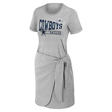 Women's WEAR by Erin Andrews Heather Gray Dallas Cowboys Plus Size Knotted T-Shirt Dress