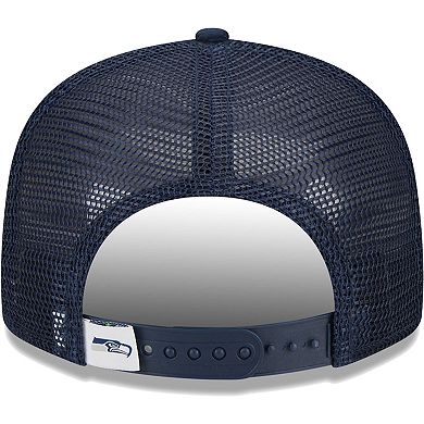 Youth New Era College Navy Seattle Seahawks Main Trucker 9FIFTY Snapback Hat