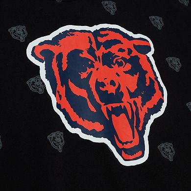 Men's Mitchell & Ness Black Chicago Bears Allover Print Fleece Pullover Hoodie