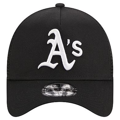 Men's New Era Black Oakland Athletics A-Frame 9FORTY Trucker Adjustable Hat
