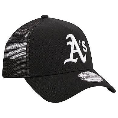 Men's New Era Black Oakland Athletics A-Frame 9FORTY Trucker Adjustable Hat