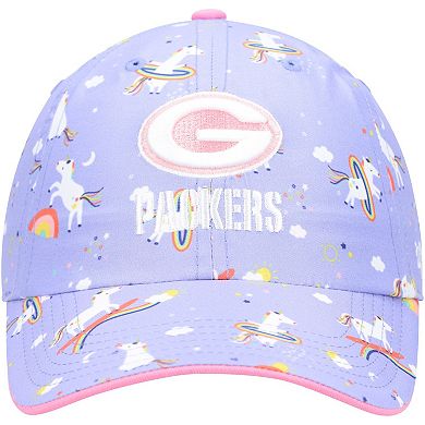 Girls Preschool '47 Purple Green Bay Packers Unicorn Clean Up Adjustable Hat