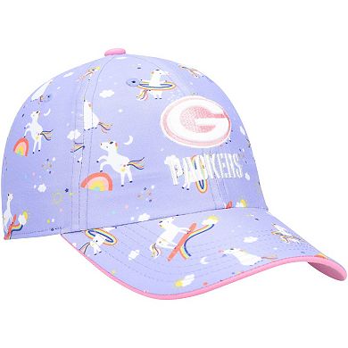 Girls Preschool '47 Purple Green Bay Packers Unicorn Clean Up Adjustable Hat