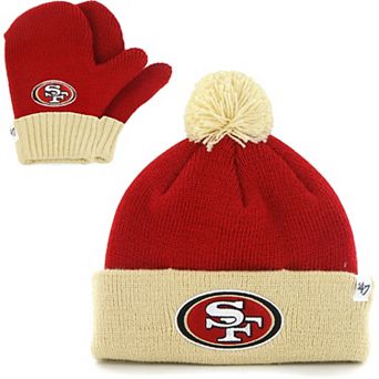 Toddler '47 Scarlet/Gold San Francisco 49ers Bam Bam Cuffed Knit Hat with Pom and Mittens Set