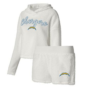 Women's Concepts Sport White Los Angeles Chargers Fluffy Pullover Sweatshirt & Shorts Sleep Set