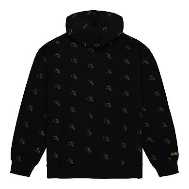 Men's Mitchell & Ness Black Minnesota Vikings Allover Print Fleece Pullover Hoodie