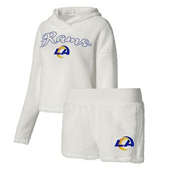 Women's Concepts Sport White Los Angeles Rams Fluffy Pullover Sweatshirt & Shorts Sleep Set
