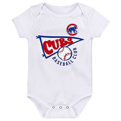 Newborn & Infant Royal/White/Heather Gray Chicago Cubs Biggest Little Fan 3-Pack Bodysuit Set