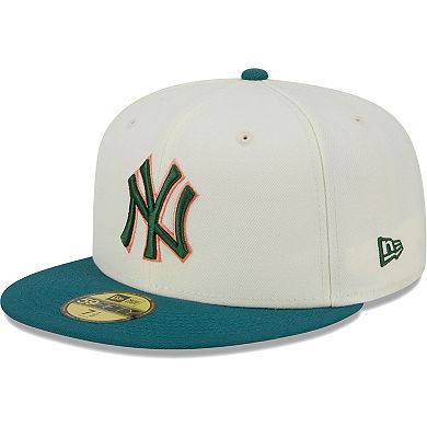 Men's New Era Cream New York Yankees Chrome Evergreen 59FIFTY Fitted Hat