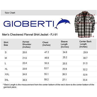Gioberti Men's Checkered Flannel Jacket W/ Velvet Underlining