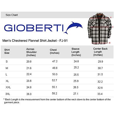 Gioberti Mens Checkered Flannel Jacket w/ Velvet Underlining