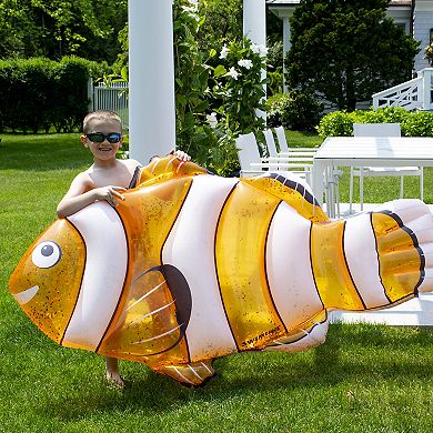 72" Orange and White Clown Fish Swimming Pool Inflatable Raft