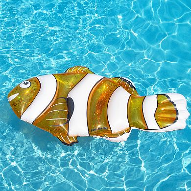 72" Orange and White Clown Fish Swimming Pool Inflatable Raft