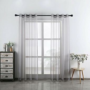 Kate Aurora 2 pc Designer Sheer Voile Grommet Top Window Curtains