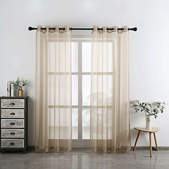 Kate Aurora 2 pc Designer Sheer Voile Grommet Top Window Curtains