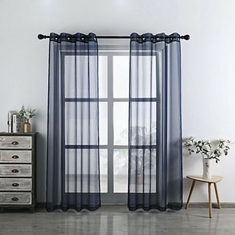 Kate Aurora 2 pc Designer Sheer Voile Grommet Top Window Curtains