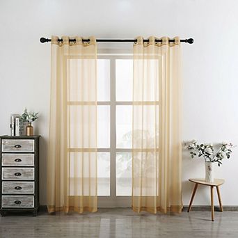 Kate Aurora 2 pc Designer Sheer Voile Grommet Top Window Curtains