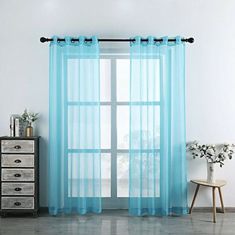 Kate Aurora 2 pc Designer Sheer Voile Grommet Top Window Curtains