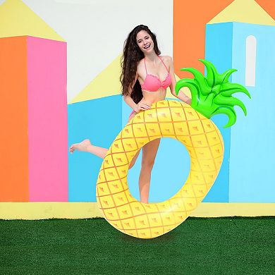 72" Yellow Pineapple Inflatable Tube Ring Swimming Pool Float