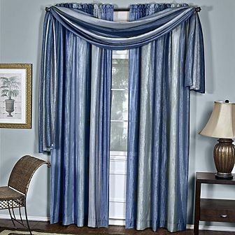 Goodgram Royal Ombre Crushed Semi Sheer Complete 3 pc Window Curtains and Scarf Set