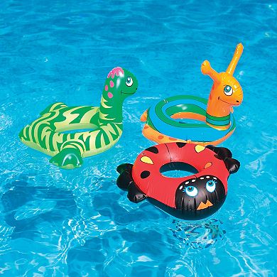 24" Inflatable Red and Black Ladybug Swim Ring Tube Pool Float