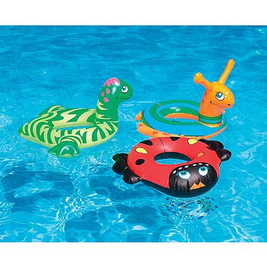 24" Inflatable Red and Black Ladybug Swim Ring Tube Pool Float