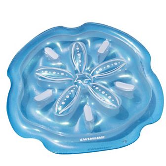 64" Blue and White Sand Dollar Inflatable Swimming Pool Raft Float