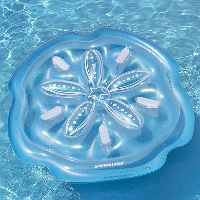 64" Blue and White Sand Dollar Inflatable Swimming Pool Raft Float